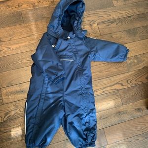 Reima 9-12m navy waterproof snowsuit in EUC and merino wool balaclava in GUC